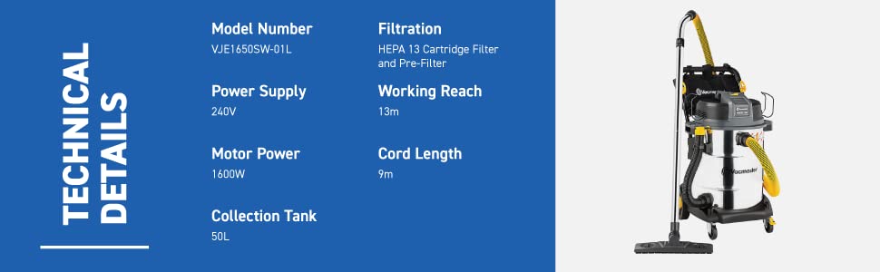 Vacmaster WD L50 wet and dry vacuum cleaner