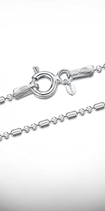 Amberta 925 Sterling Silver 1.2 mm Ball Bead and Bar Chain Necklace 16