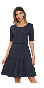 Women Summer Half Sleeve A-Line Flared Dinner Party Dress