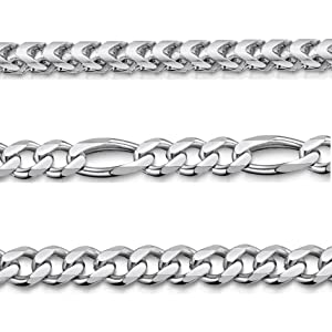 Amberta 925 Sterling Silver Necklace for Men - Mechanic Franco Chain 18