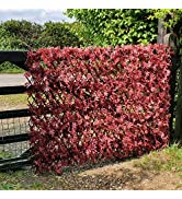 Artificial Red Acer Expanding Willow Trellis Garden Fence Balcony Screening 1m x 2m