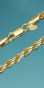 Amberta 18K Gold Plated on 925 Sterling Silver Necklace for Men - French Rope Chain - 4 mm