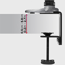 6.8cm, 68mm, clamp, size, adjustable, installation, easy, fit, desk, edge, steel, tool-free, turn,