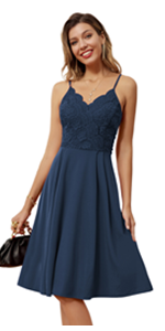 Women 50s Lace Patchwork Prom Dress