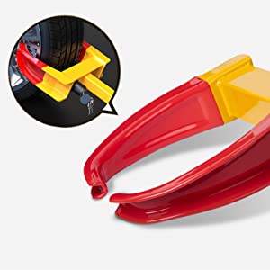 Sleek jaw design with red rubber soft sleeve to prevent scratches on tires.