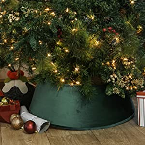 Harbour Housewares Velour Christmas Tree Skirt Green