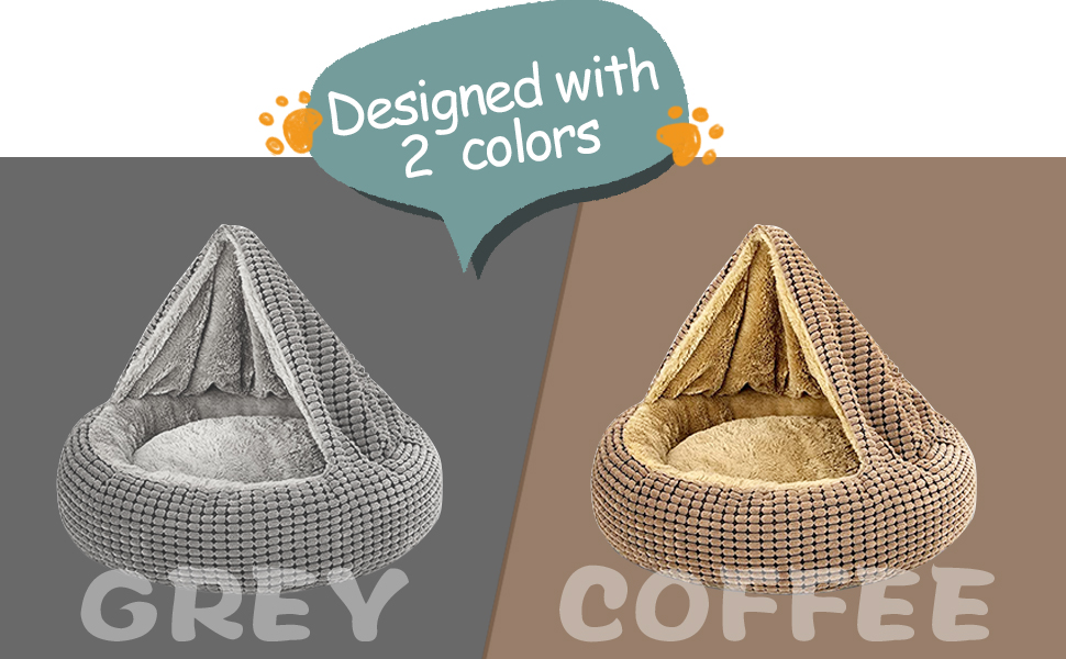 Round Dog Bed Cover Cat Bed Medium Dog Bed Fluffy Puppy Cushion Mat Soft Warm Attached Blanket 