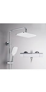 Square Chrome Thermostatic Shower System