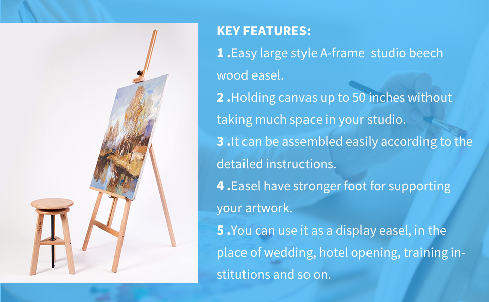 Large A Frame Display Easel for Wedding Sign,Solid Beechwood Artist Painting Easel