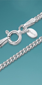 Amberta 925 Sterling Silver 2 mm Curb Chain Necklace 16