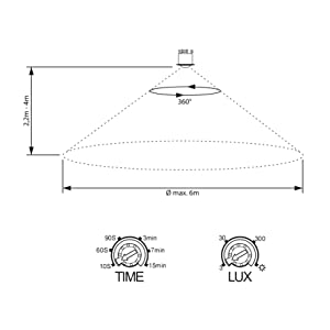 Motion detector indoor flush mounted ceiling mounting programmable infrared range 6m 360° swivelling