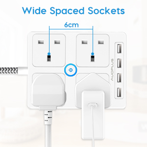 Wide spaced power strip