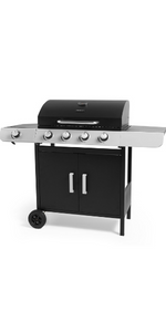VonHaus Gas BBQ â 4+1 Burner Gas Barbecue with Warming Rack