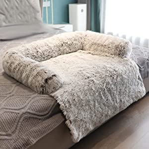 Plush Calming Dog Bed Fur Pet Sofa Pet Couch Dog Bed