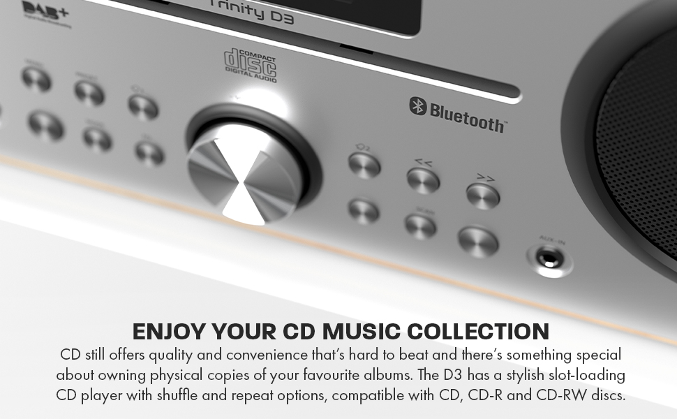 Azatom Trinity D3 CD Player With Bluetooth, AUX, USB PLayback, Headphone Out and 80 Preset Stations