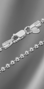 Amberta 925 Sterling Silver 2 mm Ball Chain Necklace 16