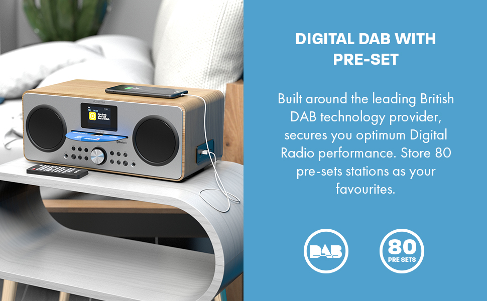 Azatom Trinity D3 CD Player With Bluetooth, AUX, USB PLayback, Headphone Out and 80 Preset Stations