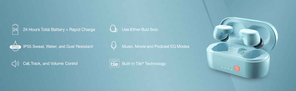 24 hours total battery + rapid charge call track and volume control
