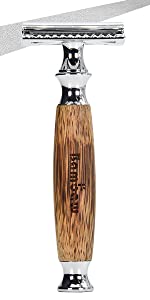 double edge bamboo safety razor silver