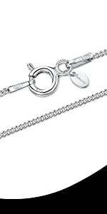 Amberta 925 Sterling Silver 1.1 mm Curb Chain Necklace 14