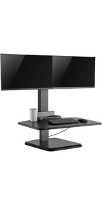 dual twin monitor sit standing desk converter riser
