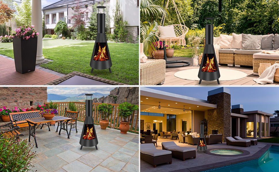 Outdoor Chiminea For Garden Log Burner Patio Fire Pit