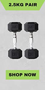 2.5kg rubber hex dumbbells
