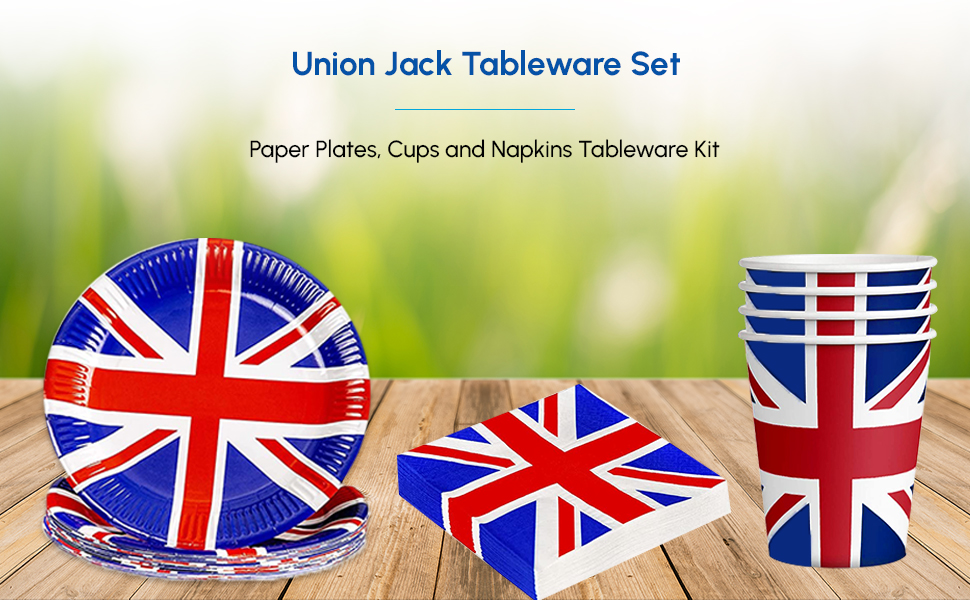 65 Pcs Union Jack Tableware Set
