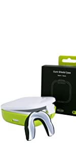 Lime green gum shield case with gum shield and box