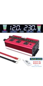 2500W /5000W Peak Power Inverter DC 12V to 230V 240V AC Car Converter