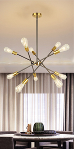 10 Lights Modern Sputnik Chandelier Gold/Black