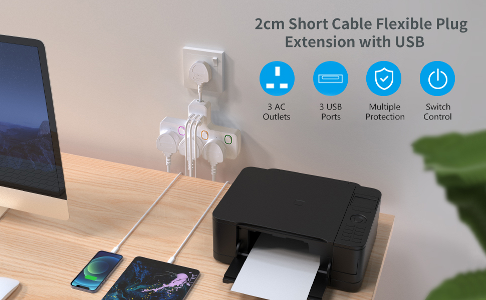 flexible plug Extension with USB