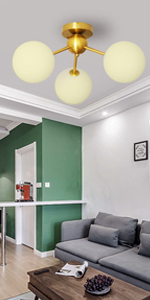 3 Lights Modern Globe Semi Flush Mount Ceiling Light