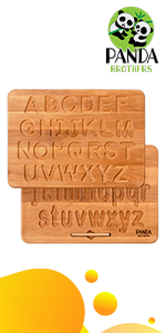 panda brothers wooden alphabet tracing board letters learning tool for kids ABC drawing board puzzle
