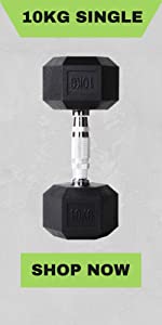 10kg rubber hex dumbbell