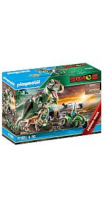 Packshot of Playmobil Dinos T-Rex Attack with Raptor and Quad toy