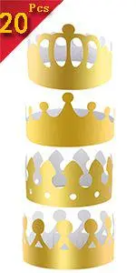 20 Pieces Gold Paper Crowns for Queens Platinum Jubilee