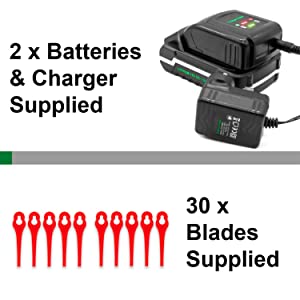 Battery, Charger, Blades