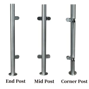 Stainless Steel Glass Balustrade 110cm Round Tube Platform Column for Connecting Tempered Glass 