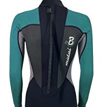 Matai Ladies Full wetsuit Teal colourway front chest closeup