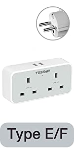 2 Way EU plug with 2USB