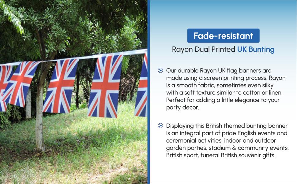 20ft Union Jack Bunting 12 Fabric Flags