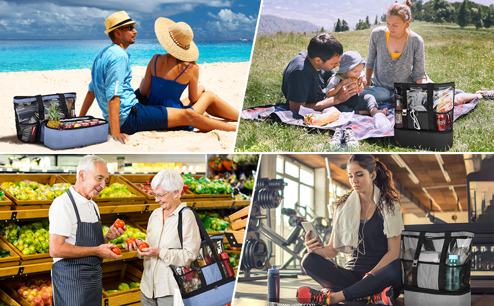 Extra Large Mesh Beach Bag Tote Bags Waterproof with Insulated Cooler Compartment Detachable