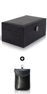 Faraday Box. Crocodile Leather