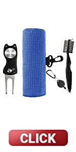 Golf Towel with Divot Tool and Brush