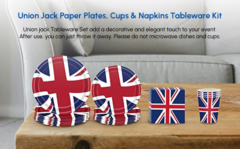 65 Pcs Union Jack Tableware Set