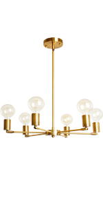 6 Lights Modern Gold Sputnik Chandelier Brushed