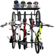 bike wall rack shelf storage overhead garage shoes helmet tools pump vertical metal best organized 