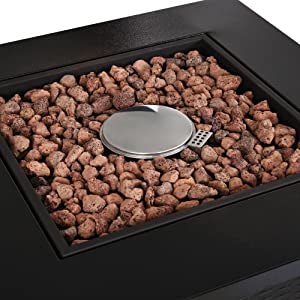 gas fire pit table for garden outside patio lava rock heater smokeless black