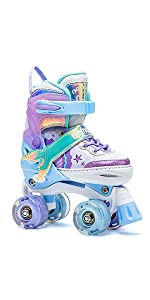 NEMONE Mermaid 4 Size Adjustable Light up Inline Skates for Girls